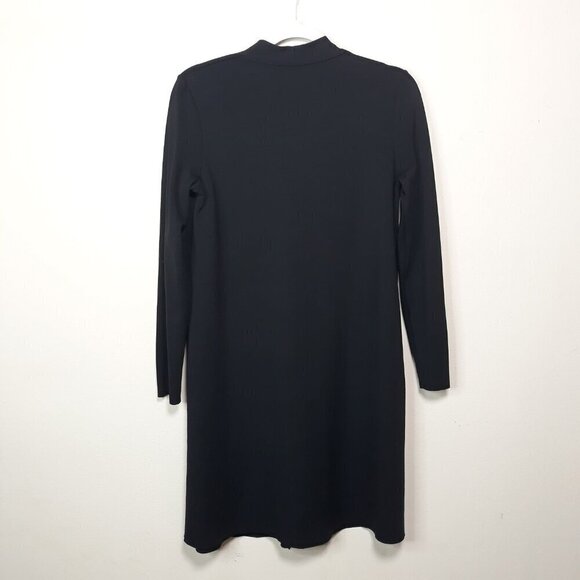 COS Stretch Knit A-Line Black V-Neck Long Sleeve Dress L Office Date Night - Picture 6 of 8